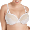 Maidenform Underwire Demi Bra, Best Push-Up Bra with Wonderbra Technology, Smoothing Lace-Trim Bra with Push-Up Cups, White/Pari