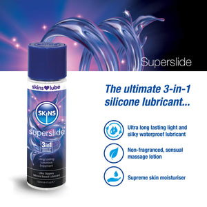 Skins Skins Super Slide 3In1 Premium Latex Safe Silicone Based Long Lasting Lubricant With Reaquav8 Technology 44 Fl Oz 130Ml