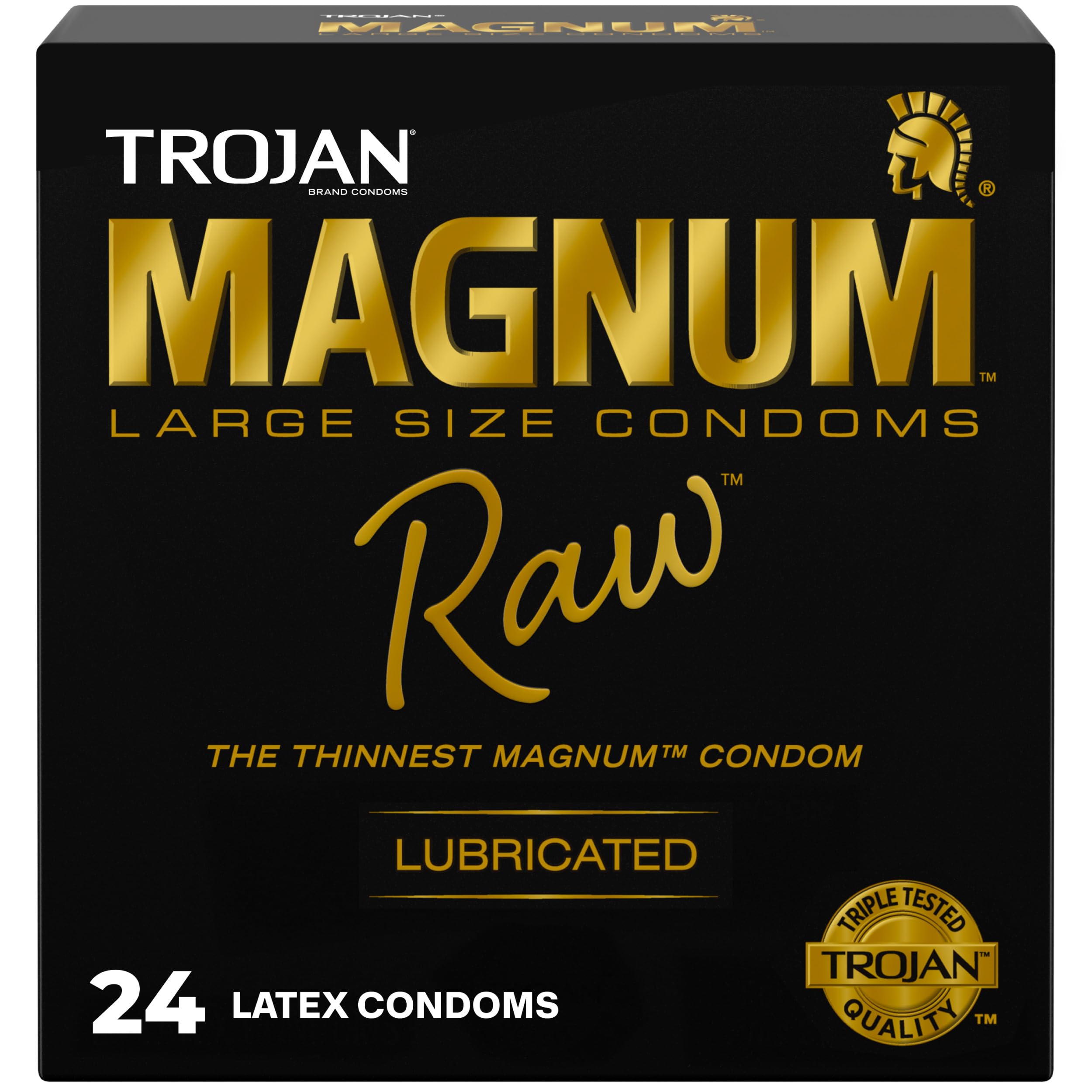 TROJAN Magnum Raw Large Size Thin Condoms, Magnum Condoms, 24 Count
