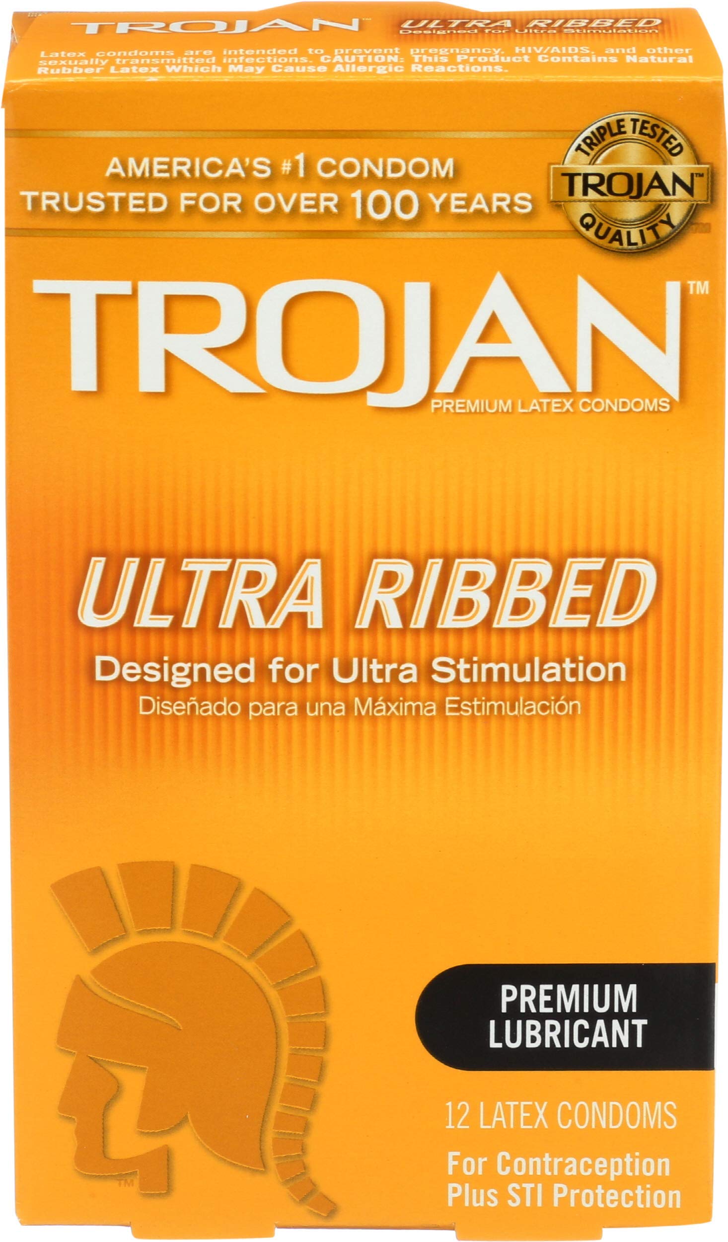 TROJAN STIMULATIONS ULTRA RIBBED 12 PACK