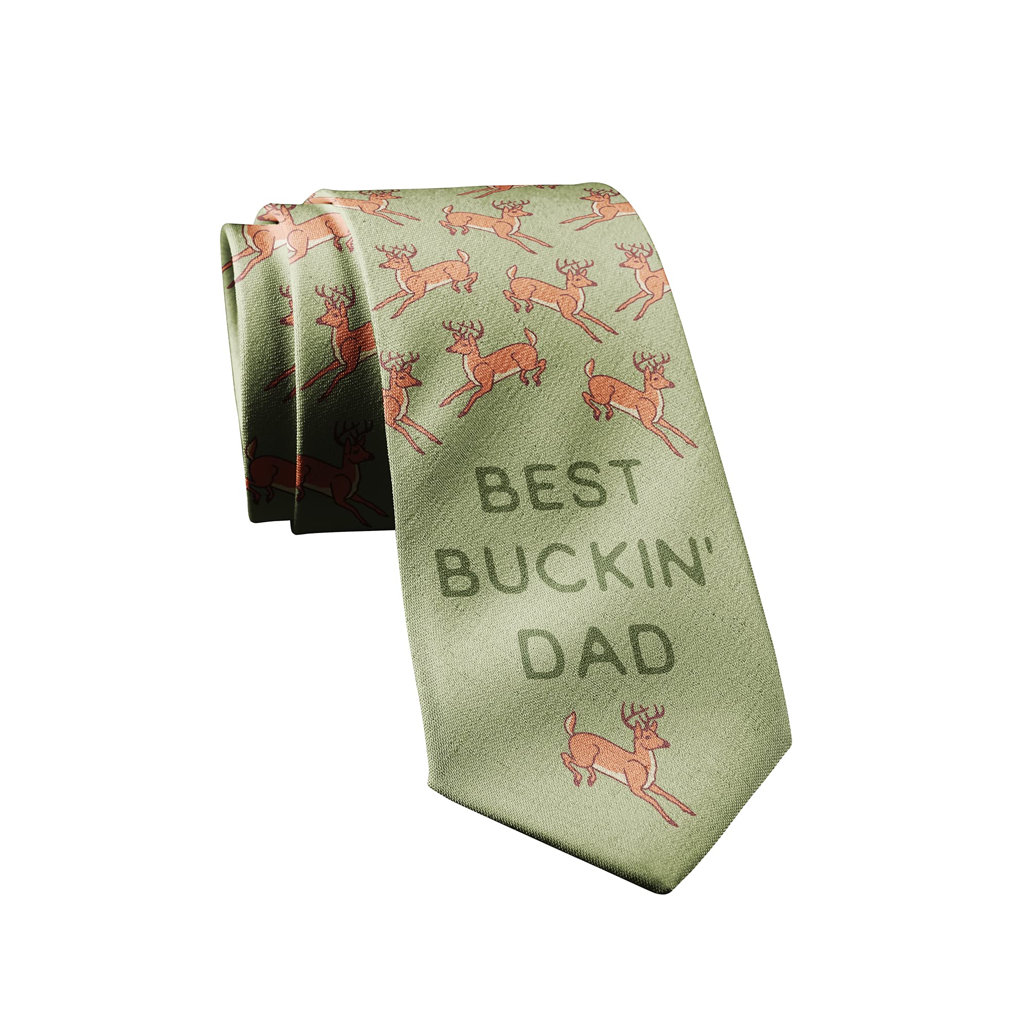 Crazy Dog T-Shirts Best Buckin Dad Necktie Funny Neckties for Men Hunting Tie Cool Novelty Ties for Men