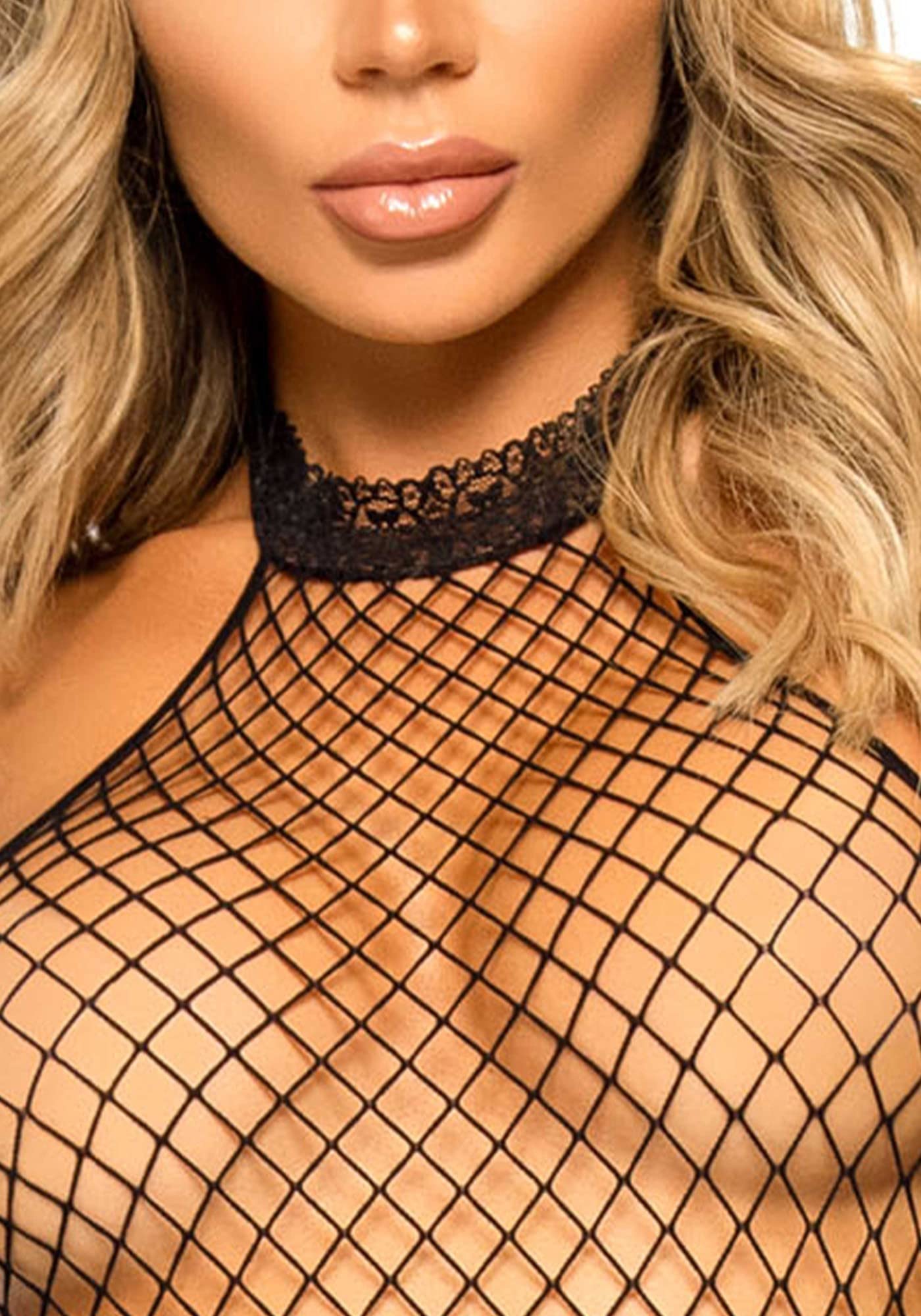 Industrial Net racer net backless bodystocking.