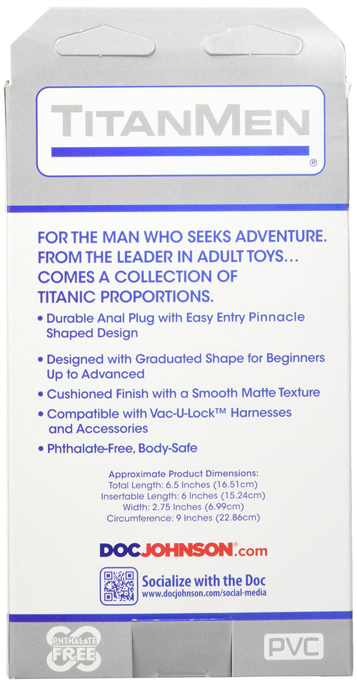 Doc Johnson Titanmen - Anal Stretcher - 6 Inch Vac-U-Lock Compatible Expansion Plug