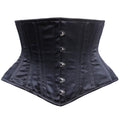 Alpha Waspie Corset - Underbust Waist Training Steel Boned (US, Medium, Regular, Black - Satin)
