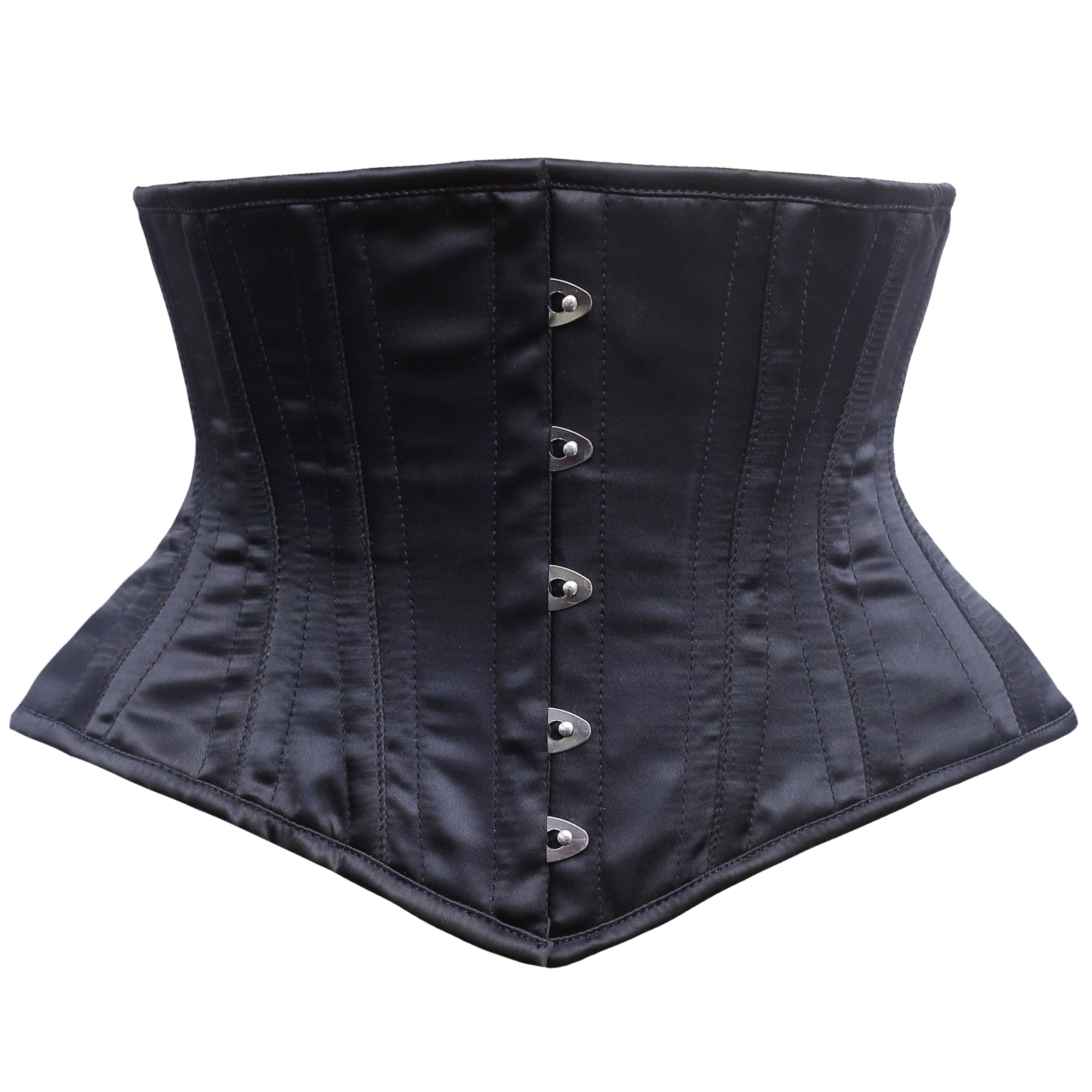 Alpha Waspie Corset - Underbust Waist Training Steel Boned (US, Medium, Regular, Black - Satin)
