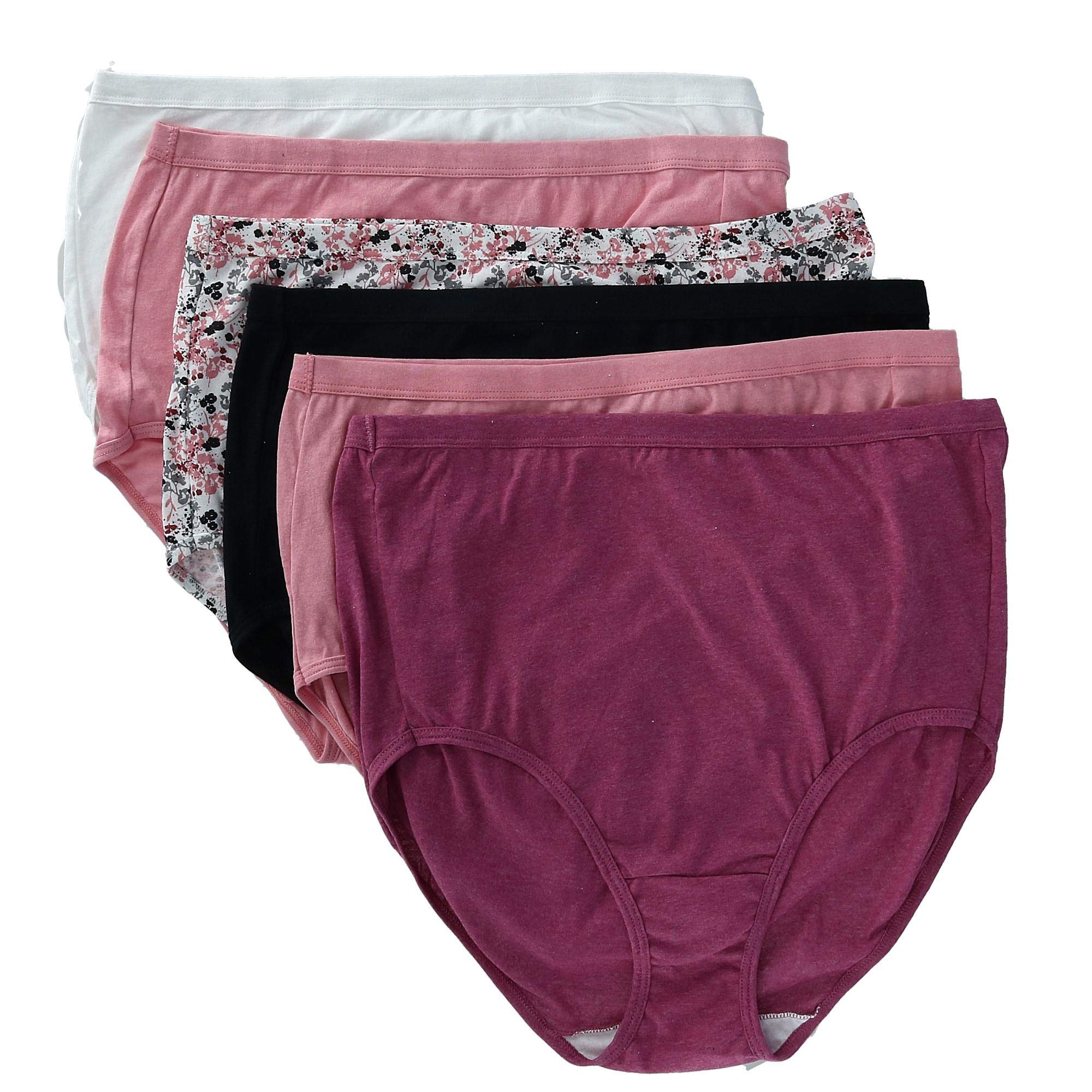 Fruit of the Loom Womens Eversoft Cotton Brief Underwear, Tag Free & Breathable, Available in Plus Size, 6 Pack-Colors May Vary