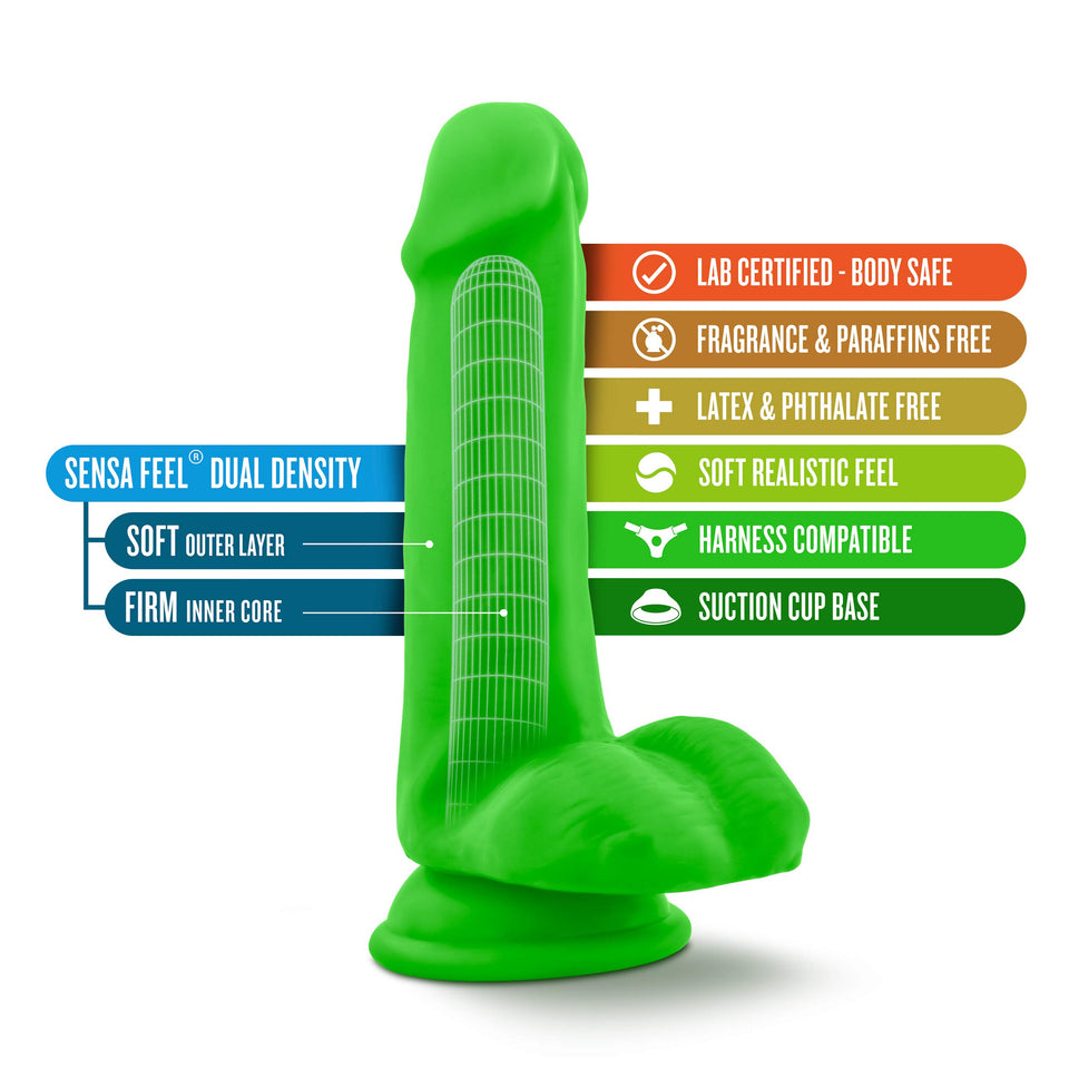 Neo 6 Dual Density Cock W/Balls Neon Green &quot;