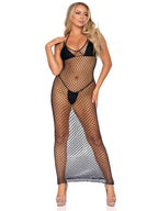 Woven Twist Net Backless Maxi - O/S / Black