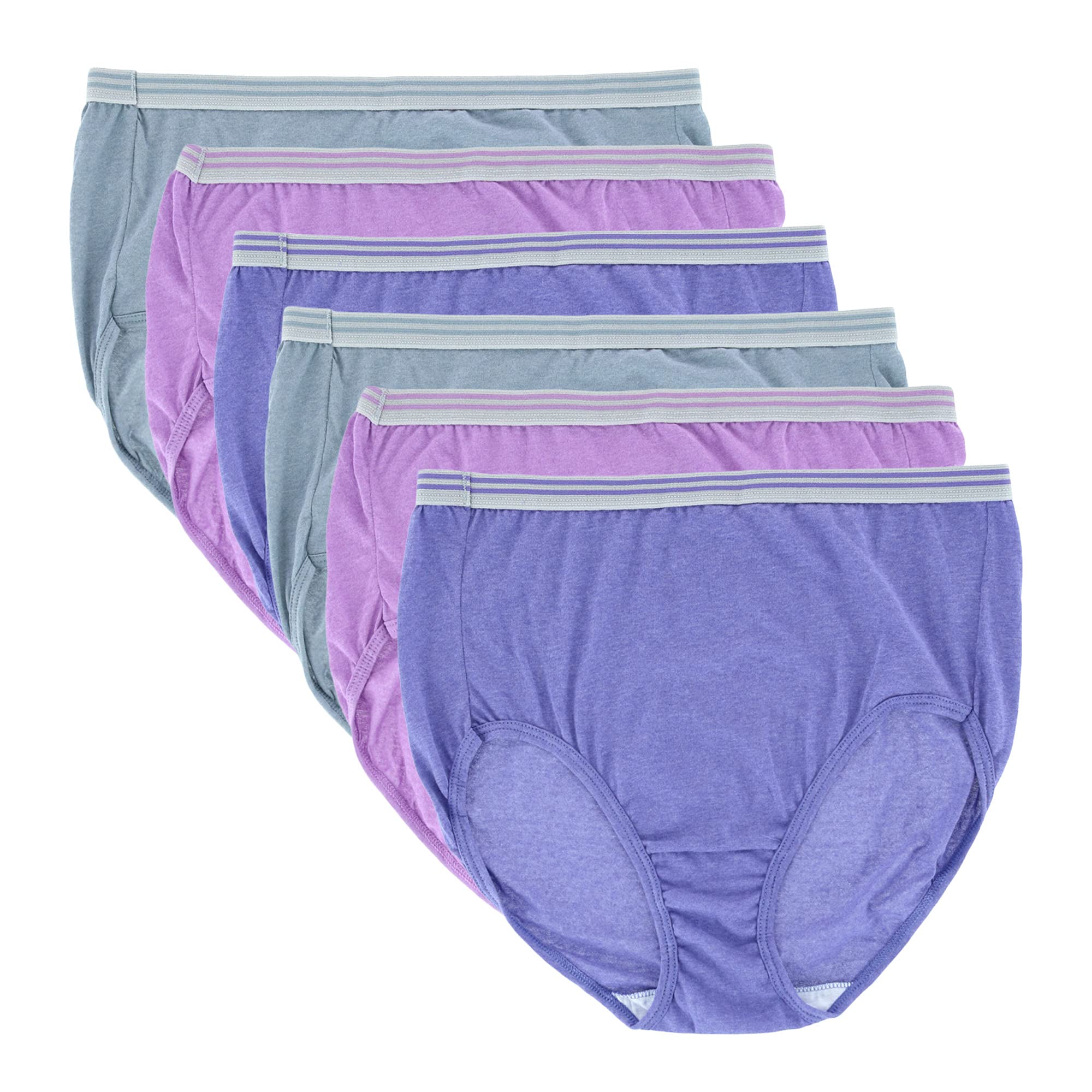 Fit for Me Womens Plus Heather Assorted Brief Underwear, 6 Pack, 9, ASSORTED