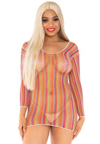 Zig Zag Rainbow Net Long Sleev - O/S / Multicolor