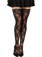 Stay Up Floral Lace Thigh Highs O/S Black