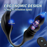 Thrusting Anal Vibrator Prostate Massager, Vibrating Cock Ring, Remote Control Anal Butt Plug, 9 Vibration Modes, Anal Bead,Male