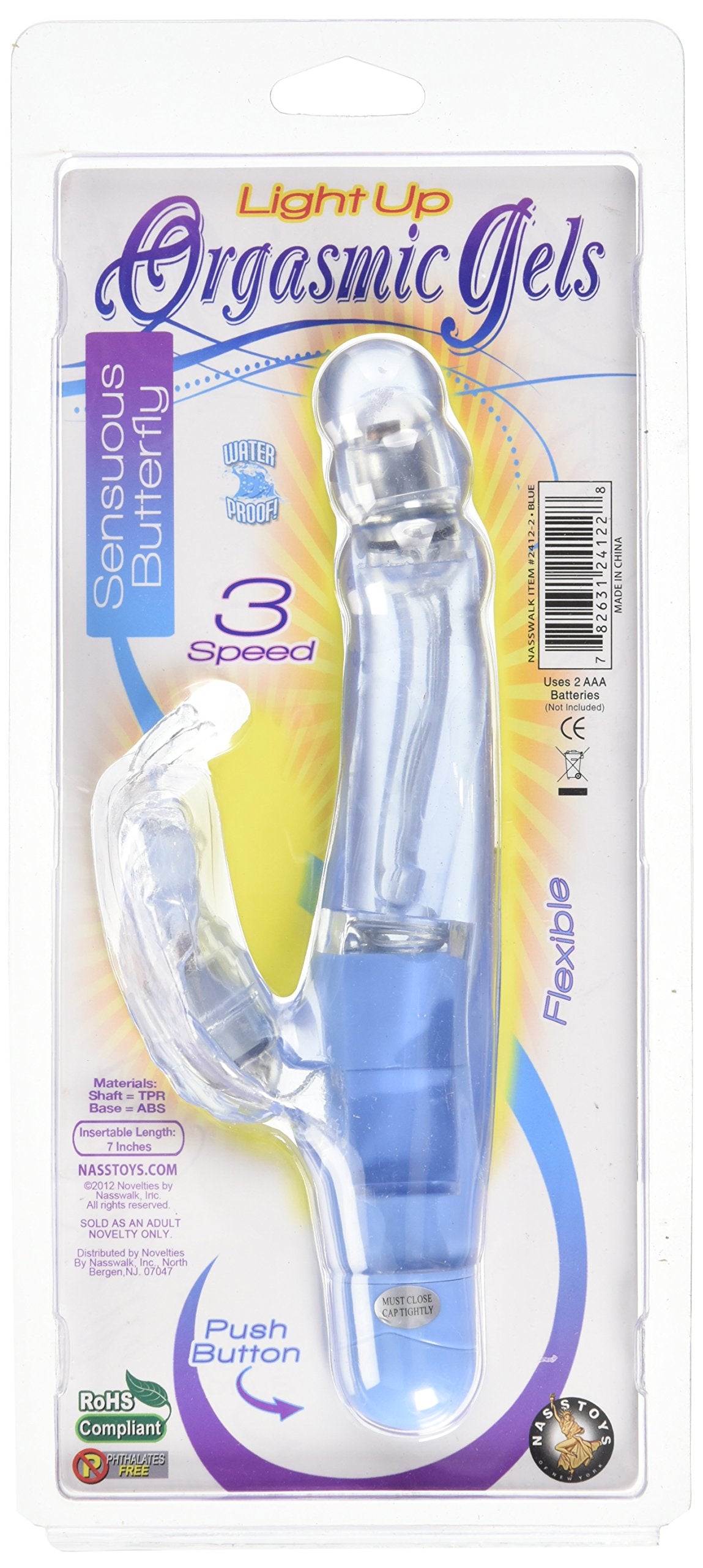 Nasswalk Novelties Orgasm Gel Light Up Sensuous Butterfly, Pink Vibe