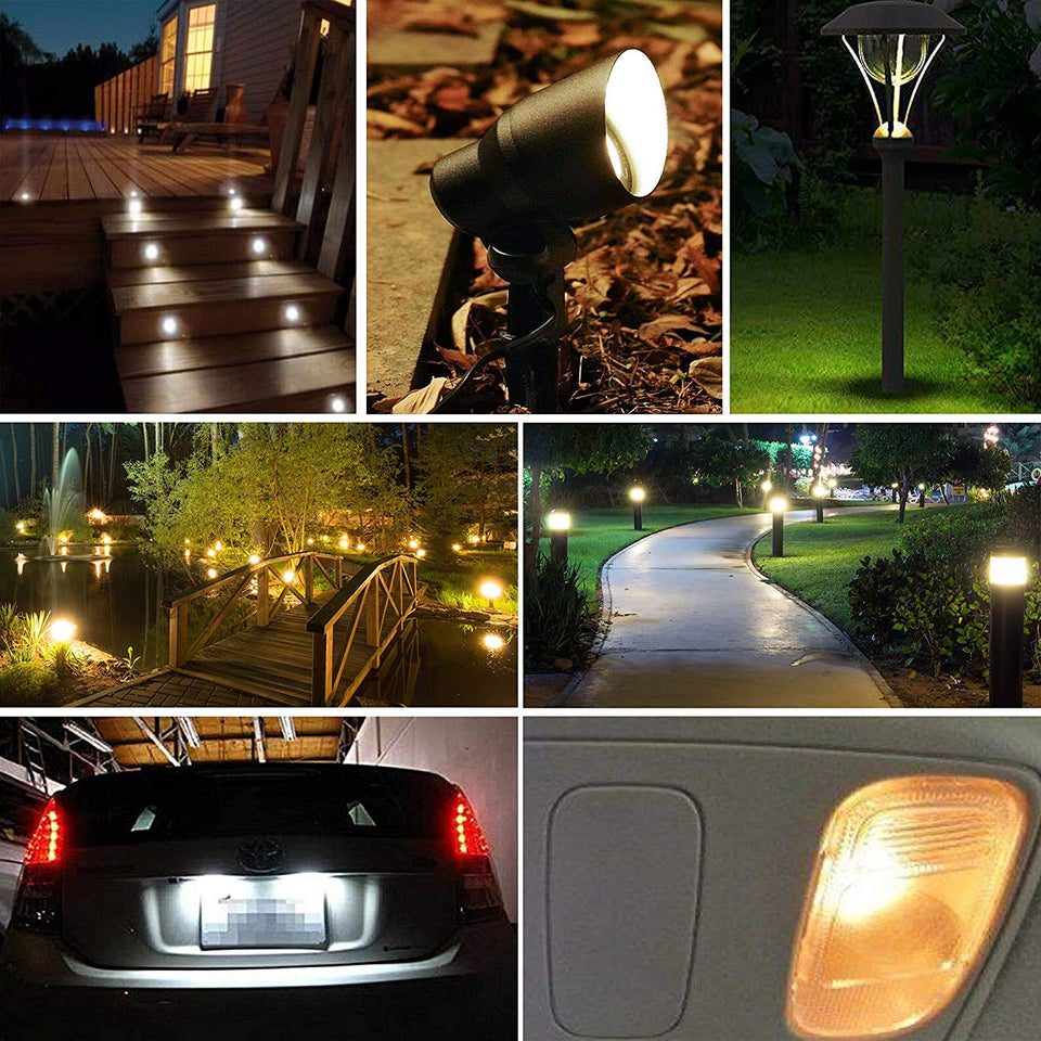 Bsxywa T5 T10 921 194 Wedge Base Landscape 12Volt Led Waterproof Light Bulb, 25W Equivalent 3Watt, Warm White 2700K-3000K For Ou