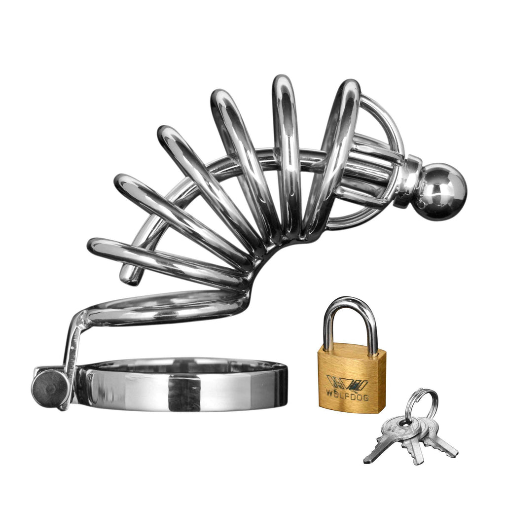 Master Series 4 Ring Stainless Steel Locking Male Chastity Cage