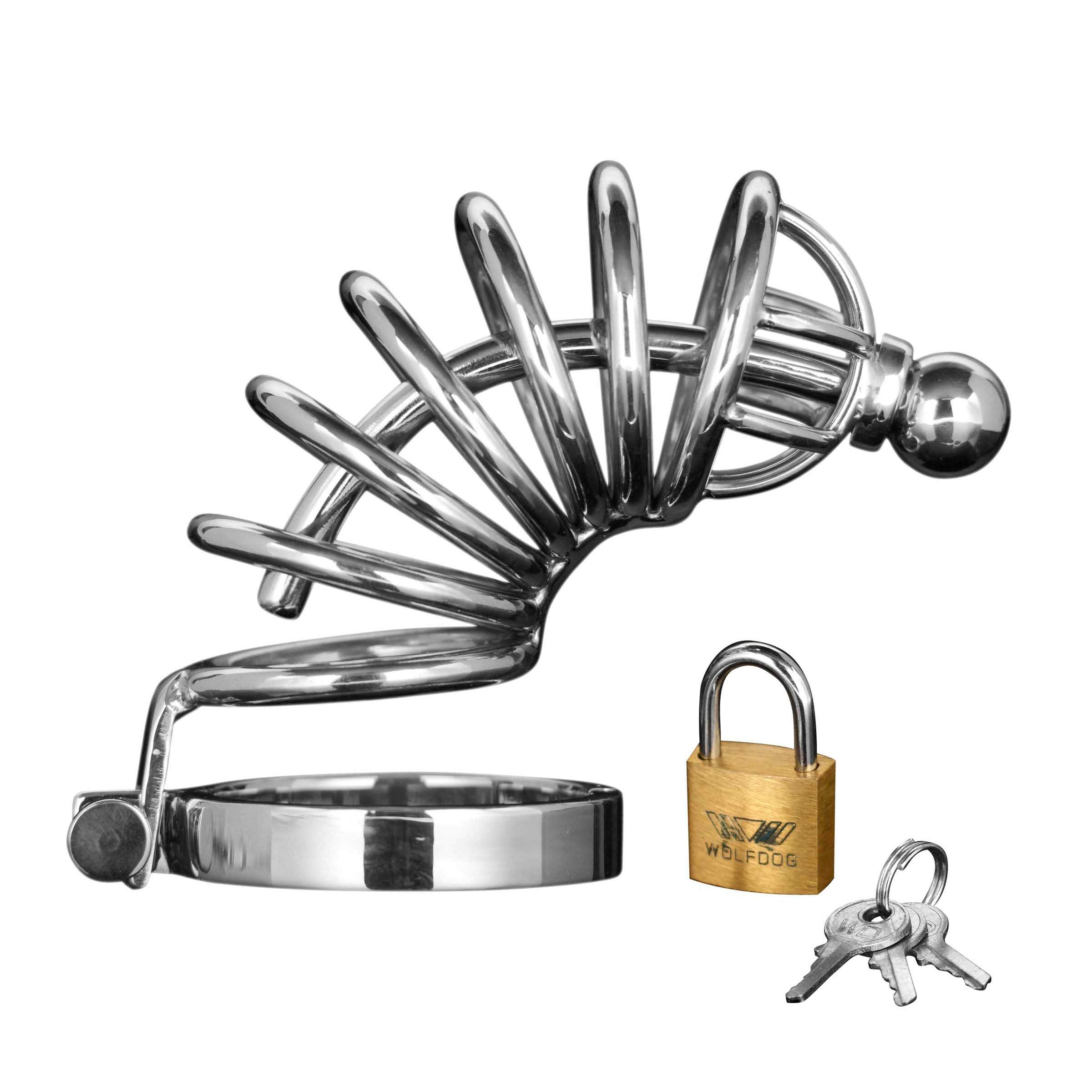 Master Series 4 Ring Stainless Steel Locking Male Chastity Cage