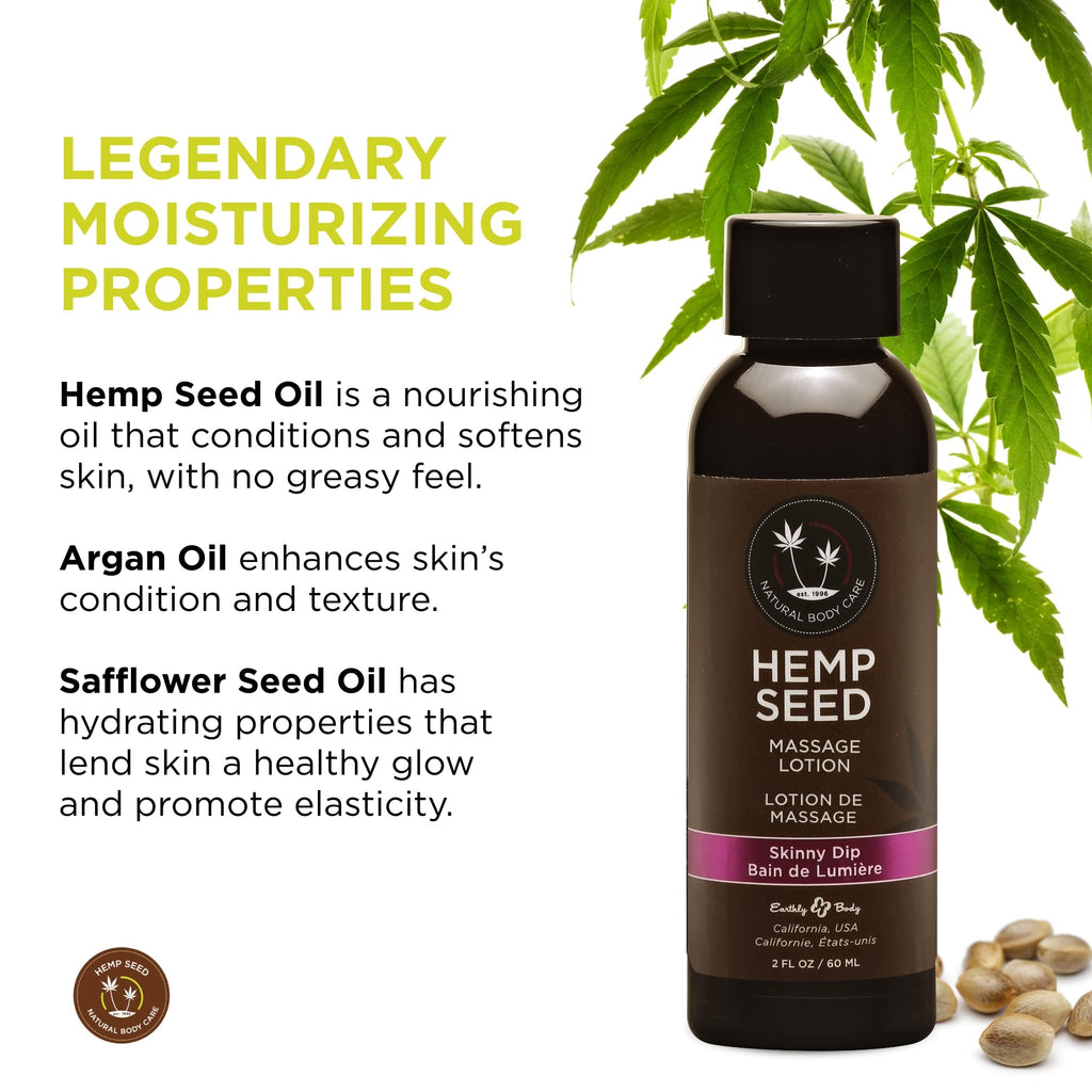 Earthly Body Hemp Seed Massage Lotion, 2.0 oz - Skinny Dip, Clear