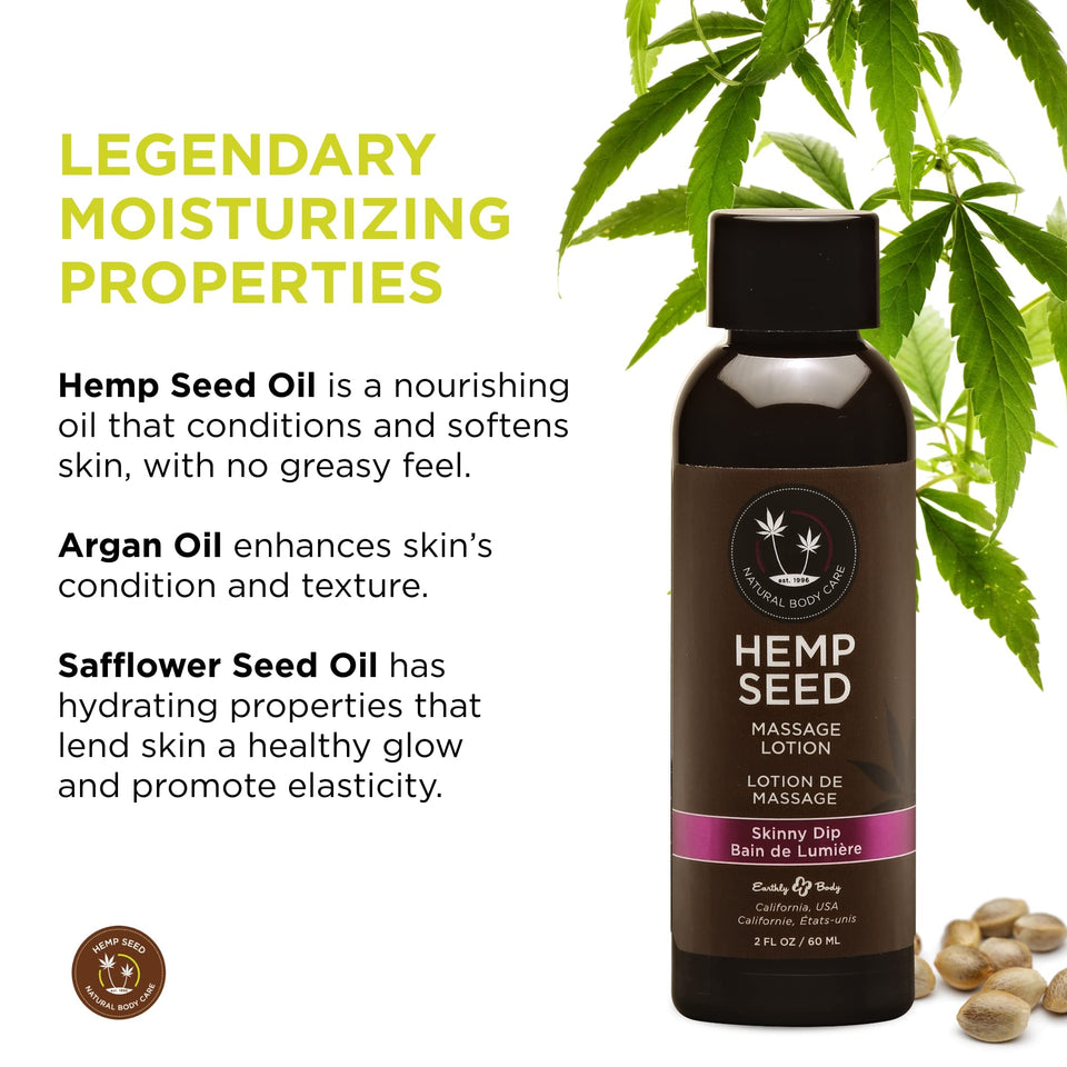 Earthly Body Hemp Seed Massage Lotion, 2.0 oz - Skinny Dip, Clear