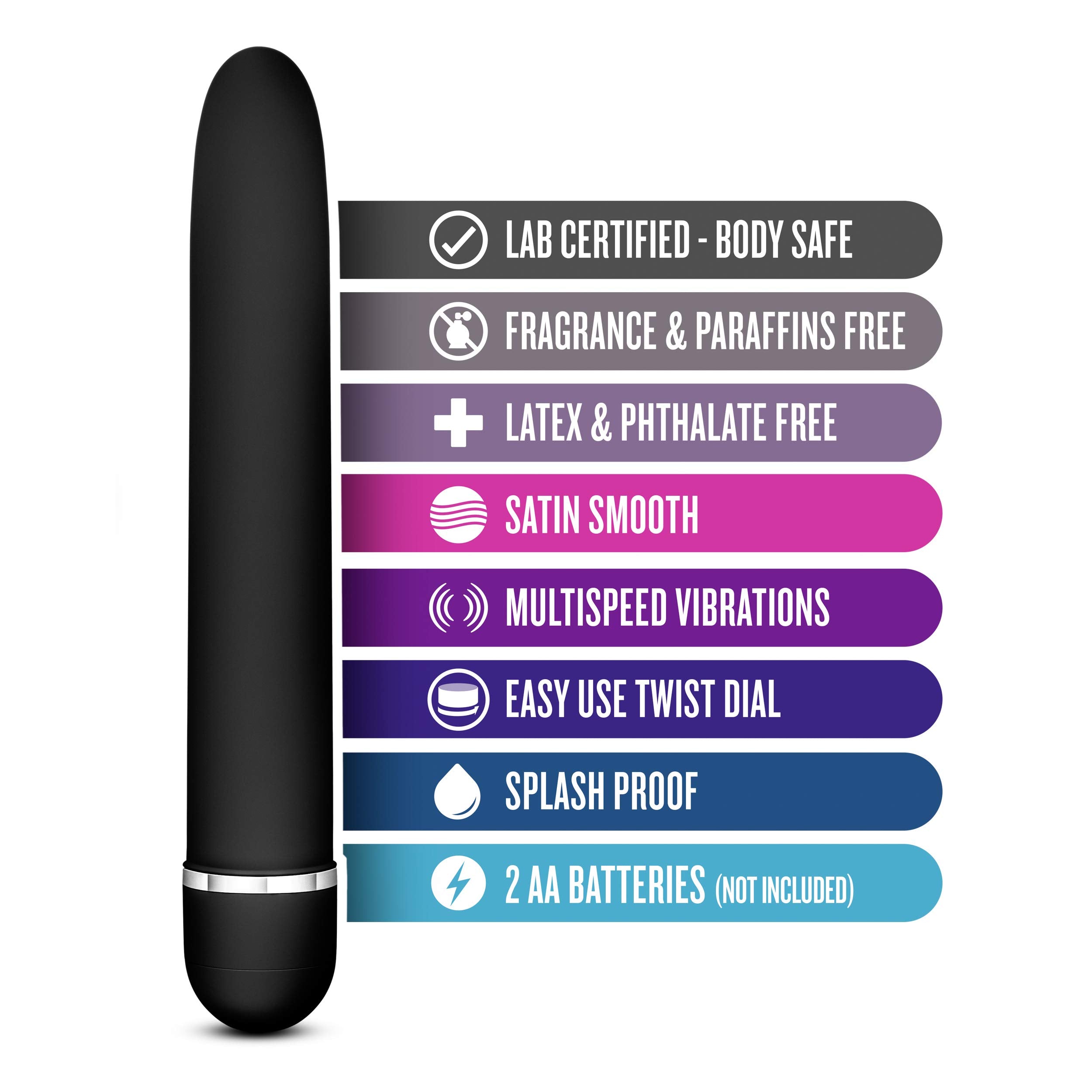 Blush Novelties Luxuriate - Elegant Satin Smooth Powerful Wand Vibrator - Clitoral And G Spot Stimulator Sex Toy For Women - Bla
