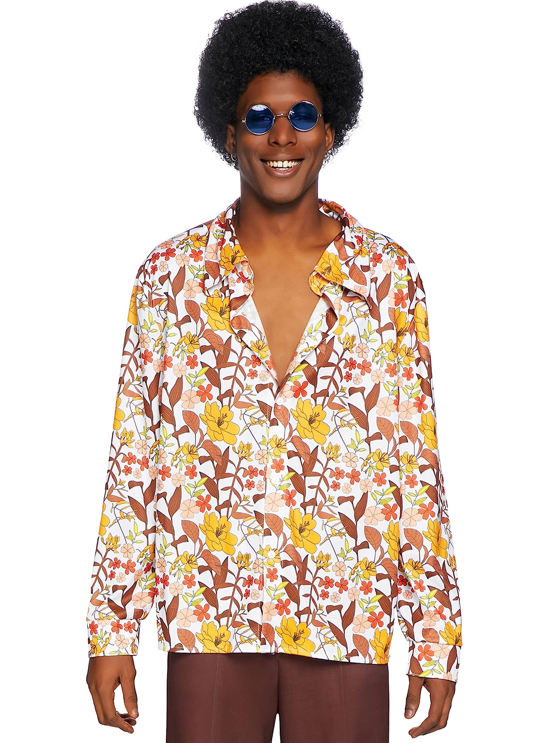 Leg Avenue Mens 70S Floral Shirt. Multicolor Color