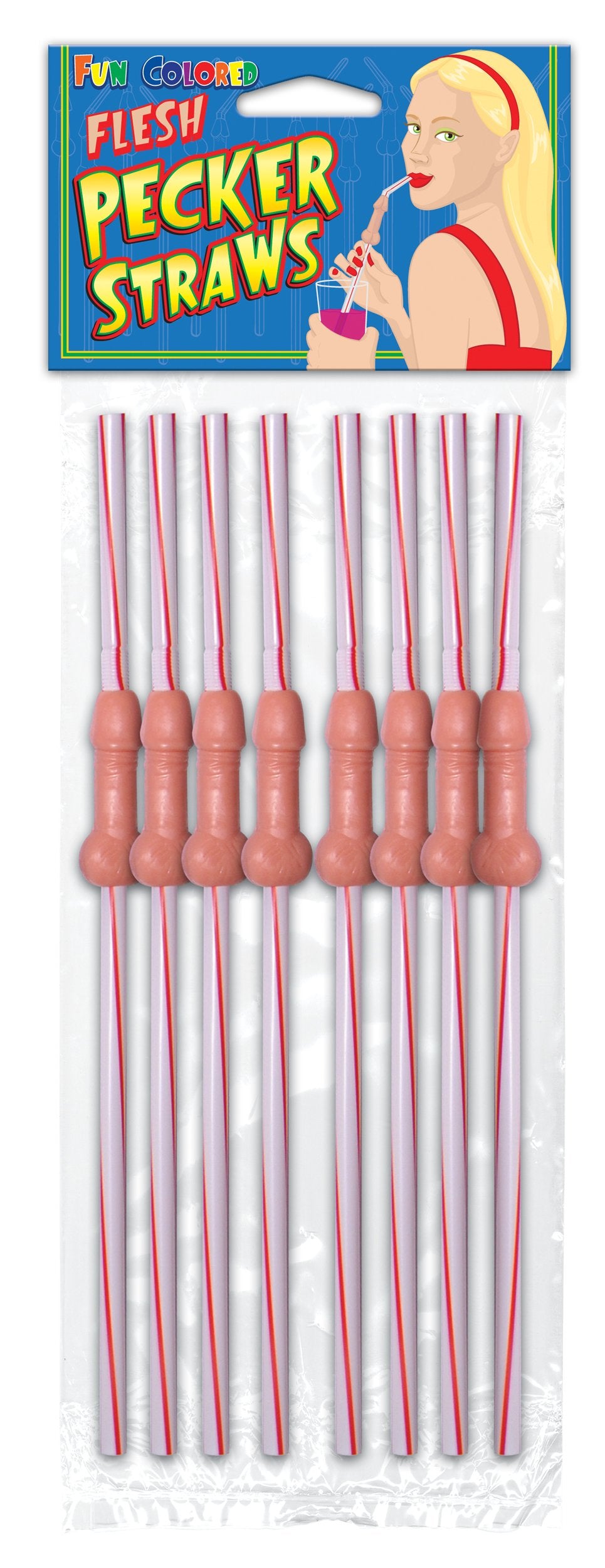 Pipedream Fun Colored Pecker Straws, Flesh