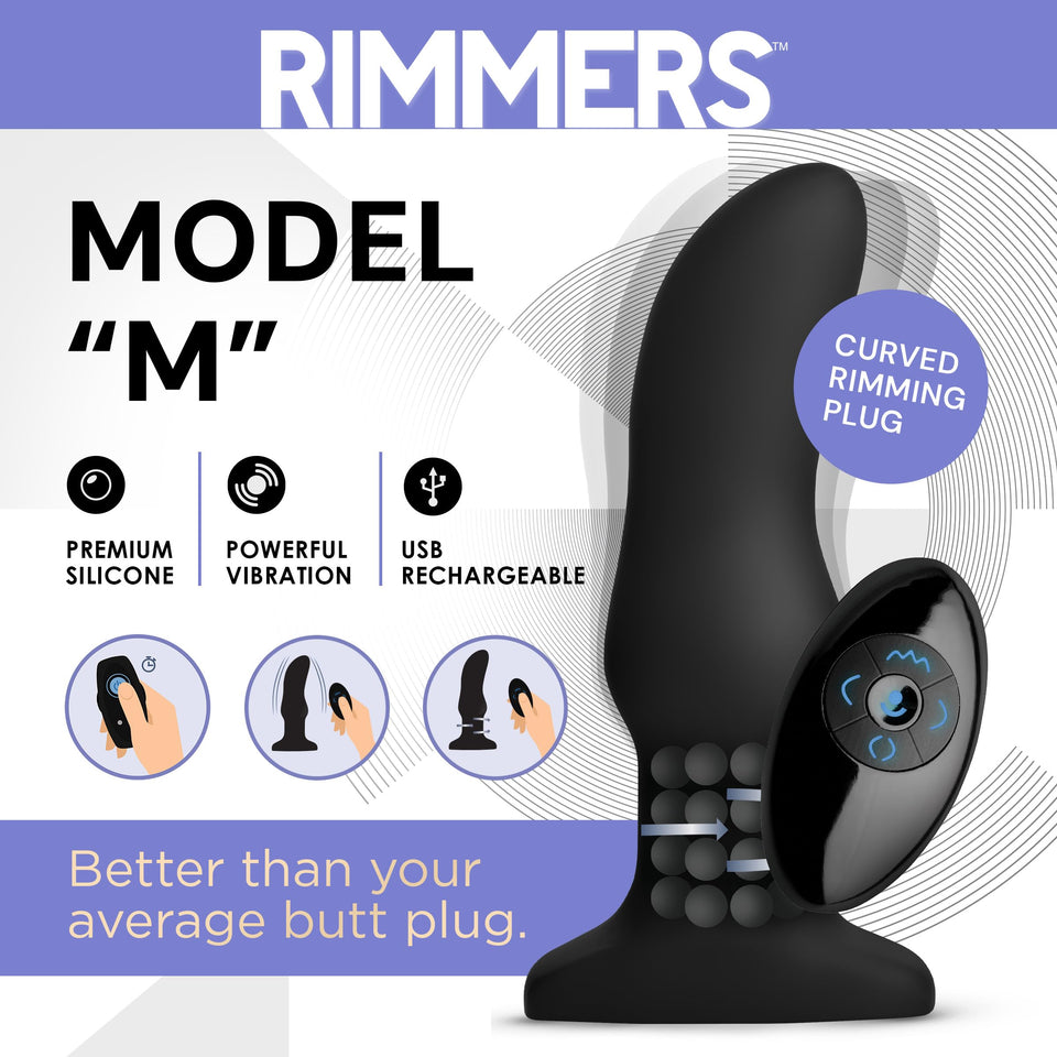 Rimmers Curved Rimming Plug With Remote, Model M, Black
