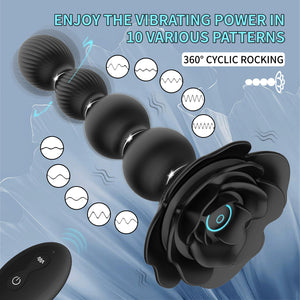 Anal Beads Anal Butt Plug,10 Rotate Twist and Vibrating Modes,Prostate Massager Graded Silicone Design Anal Vibrators for Men,Re