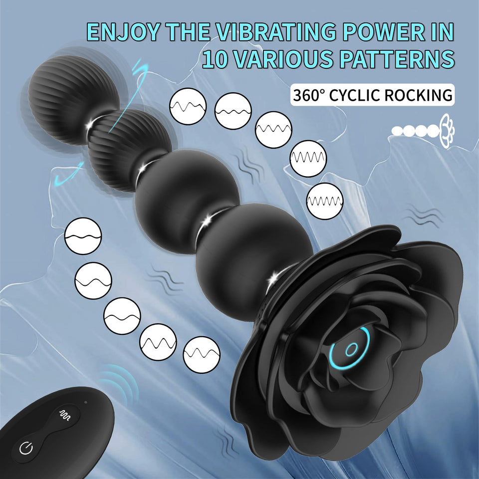 Anal Beads Anal Butt Plug,10 Rotate Twist and Vibrating Modes,Prostate Massager Graded Silicone Design Anal Vibrators for Men,Re