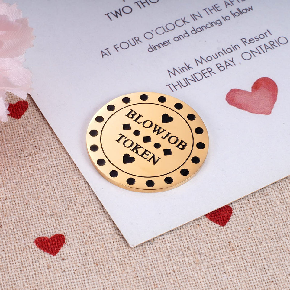 Naughty Valentine 's Day Tokens - Blowjob Token - Blow Job Coin - Funny Sex Gift for Husband or Boyfriend - Gifts for Men