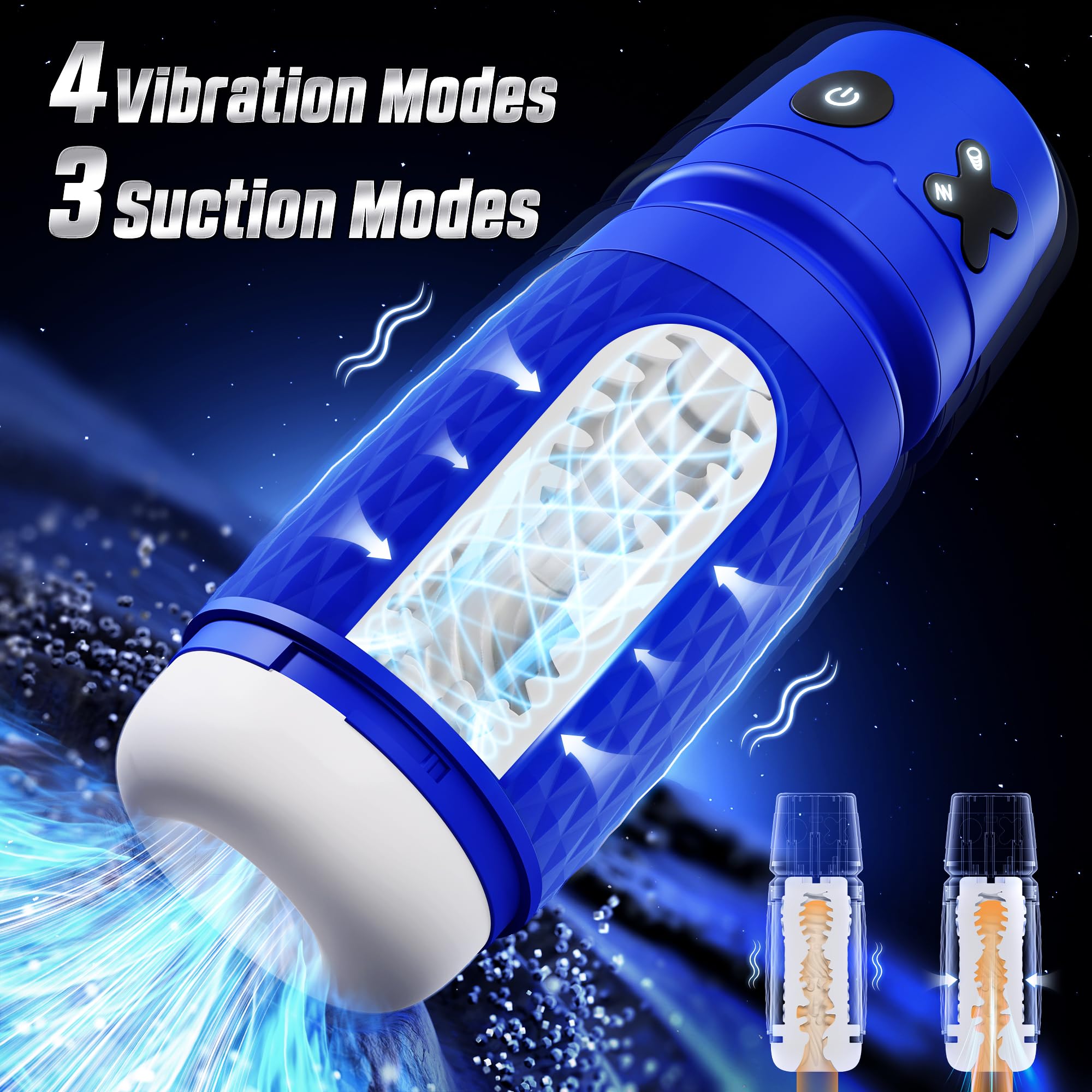 Sex Toys for Men Male Masturbator - Male Sex Toy Penis Pump with 3 Suctions & 4 Vibrations, Mens Sex Toys with 3D Sleeve, Hands