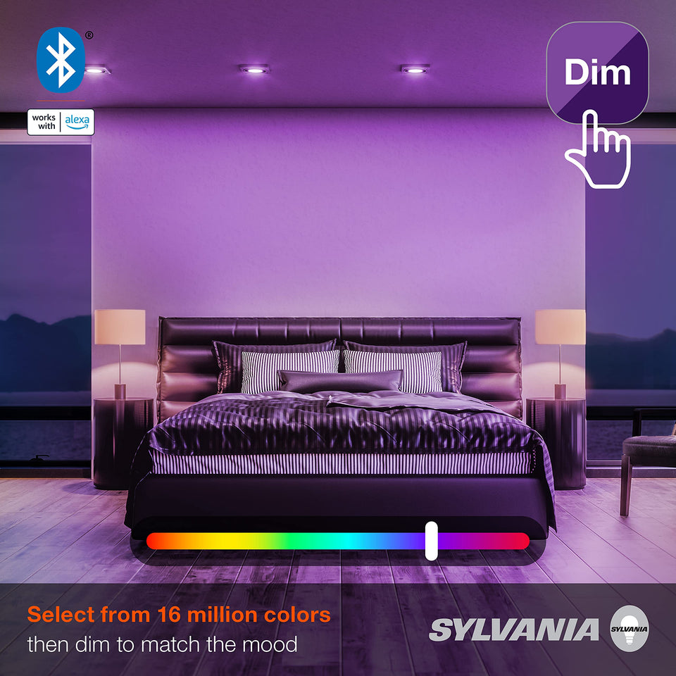 Sylvania Bluetooth Mesh Led Smart Light Bulb, One Touch Set Up, Br30 65W Replacement, E26, Rgbw Full Color & Adjustable White, W