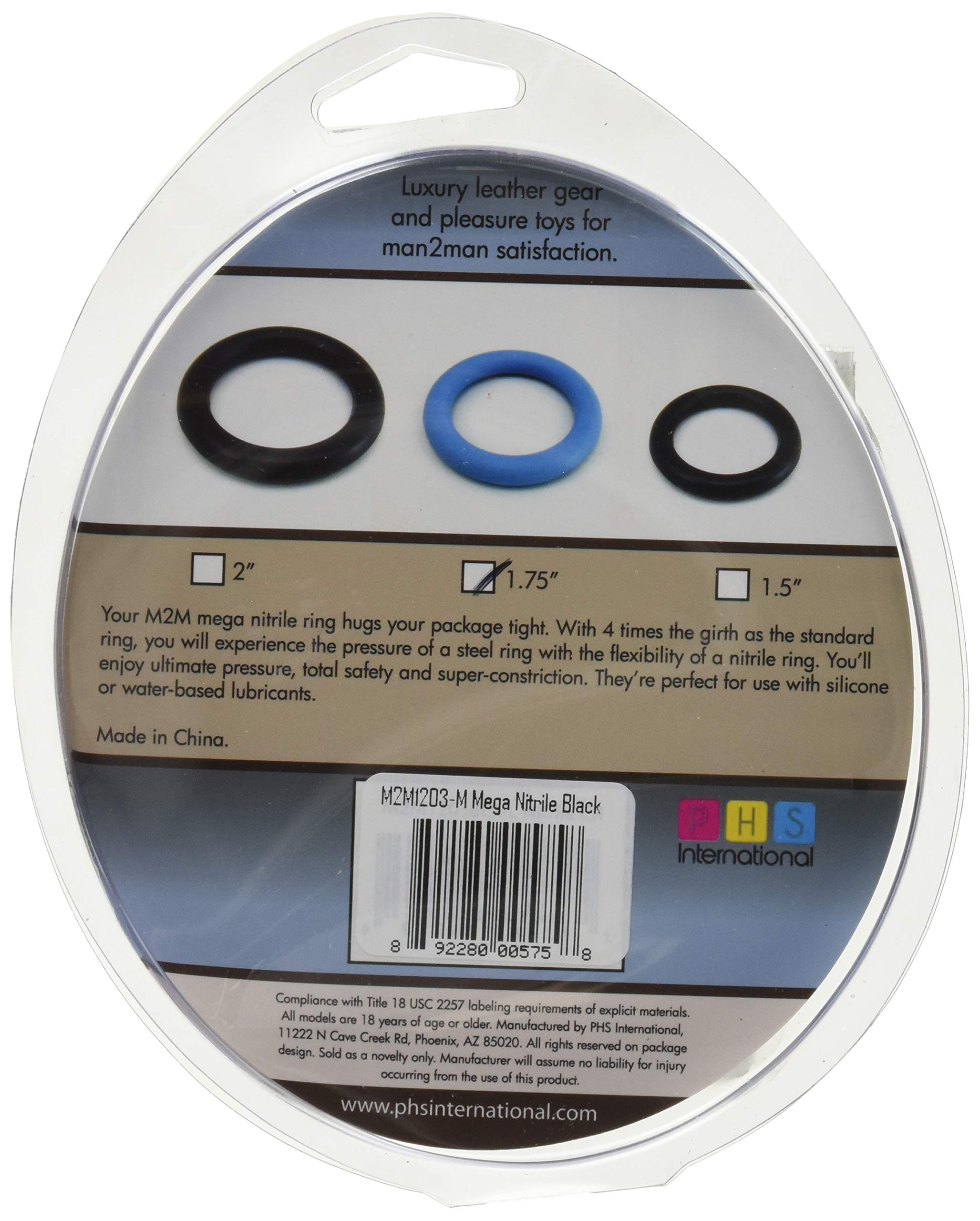 M2M Cock Ring, Mega, Nitrile, Medium, Black