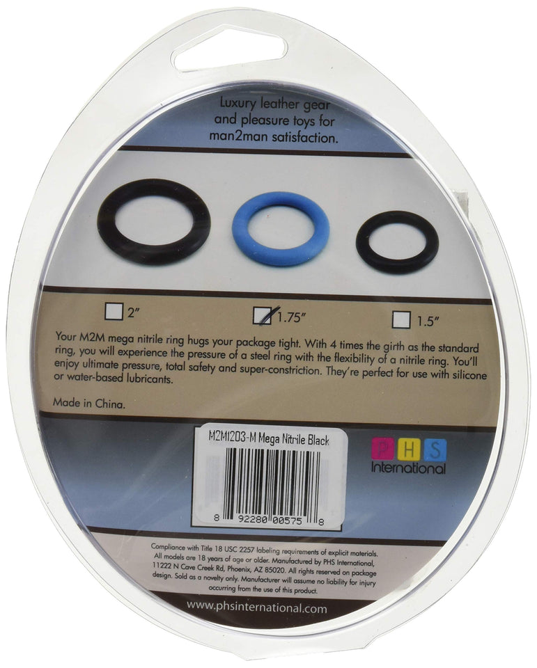 M2M Cock Ring, Mega, Nitrile, Medium, Black