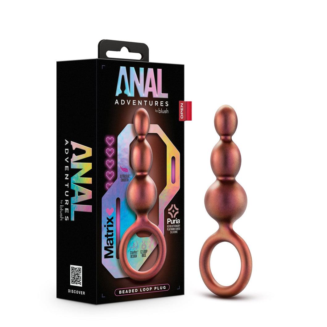 Anal Adventures Priestess Silicone Anal Plug Beads  Beaded Buttplug  Loop at Base for Easy Pull and Safety  Satin Smooth Text