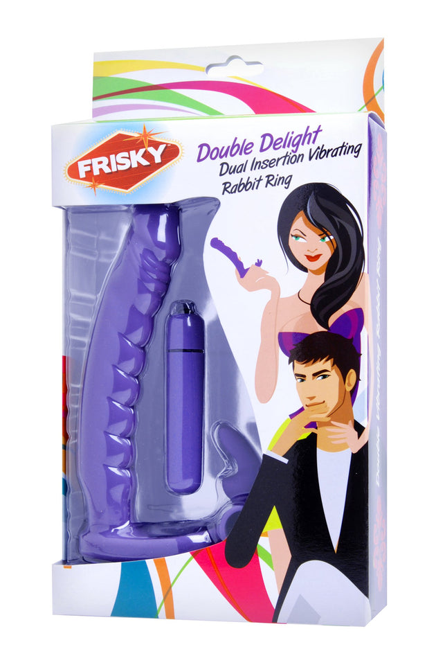 Frisky Double Delight Dual Penetration Vibrating Rabbit Cock Ring