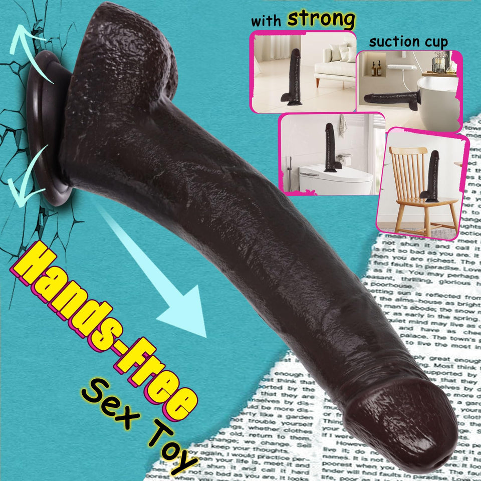 Huge Dildo,10.5 Inch Realistic Movable Foreskin Black Dildos,Long Thick Penis Dildo Adult Sex Toys for Women,Double Liquid Silic