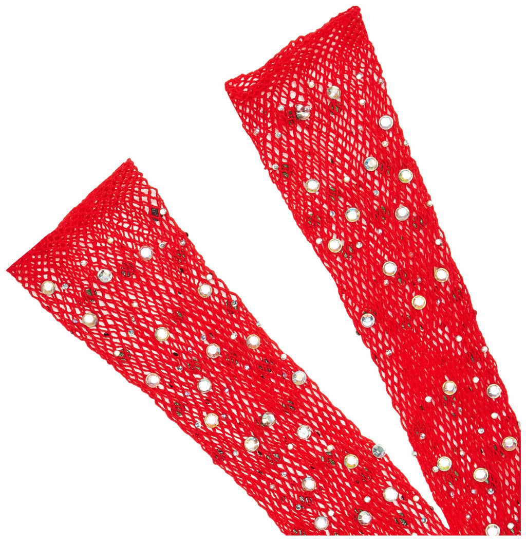 Rhinestone Fishnet Opera Lengt - O/S / Red