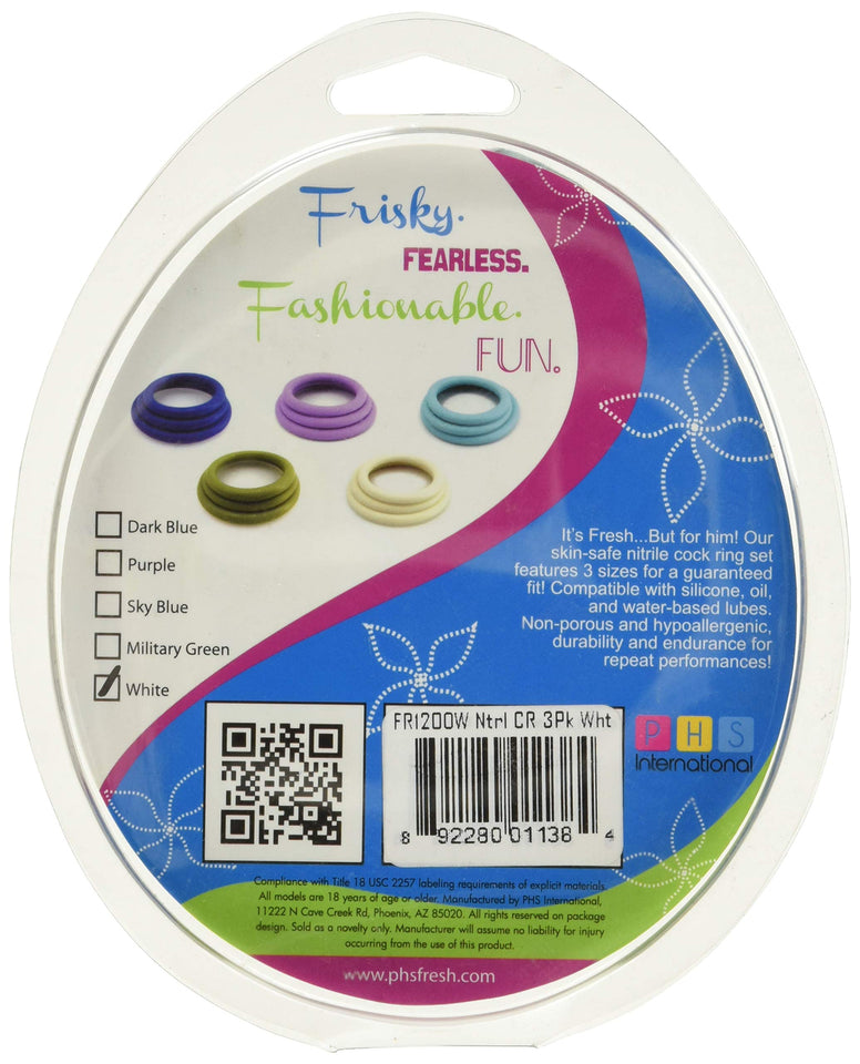 Fresh Nitrile Cock Ring White 3-Pack Fr1200W