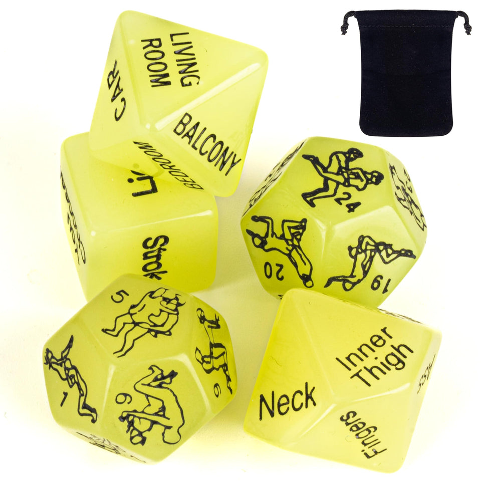 Andaz Press 5 Sex Dice, Glow in The Dark Sex Game, Valentine's Day Gift of Sex Toys for Couples, Adult Sex Games for Couples, Fu