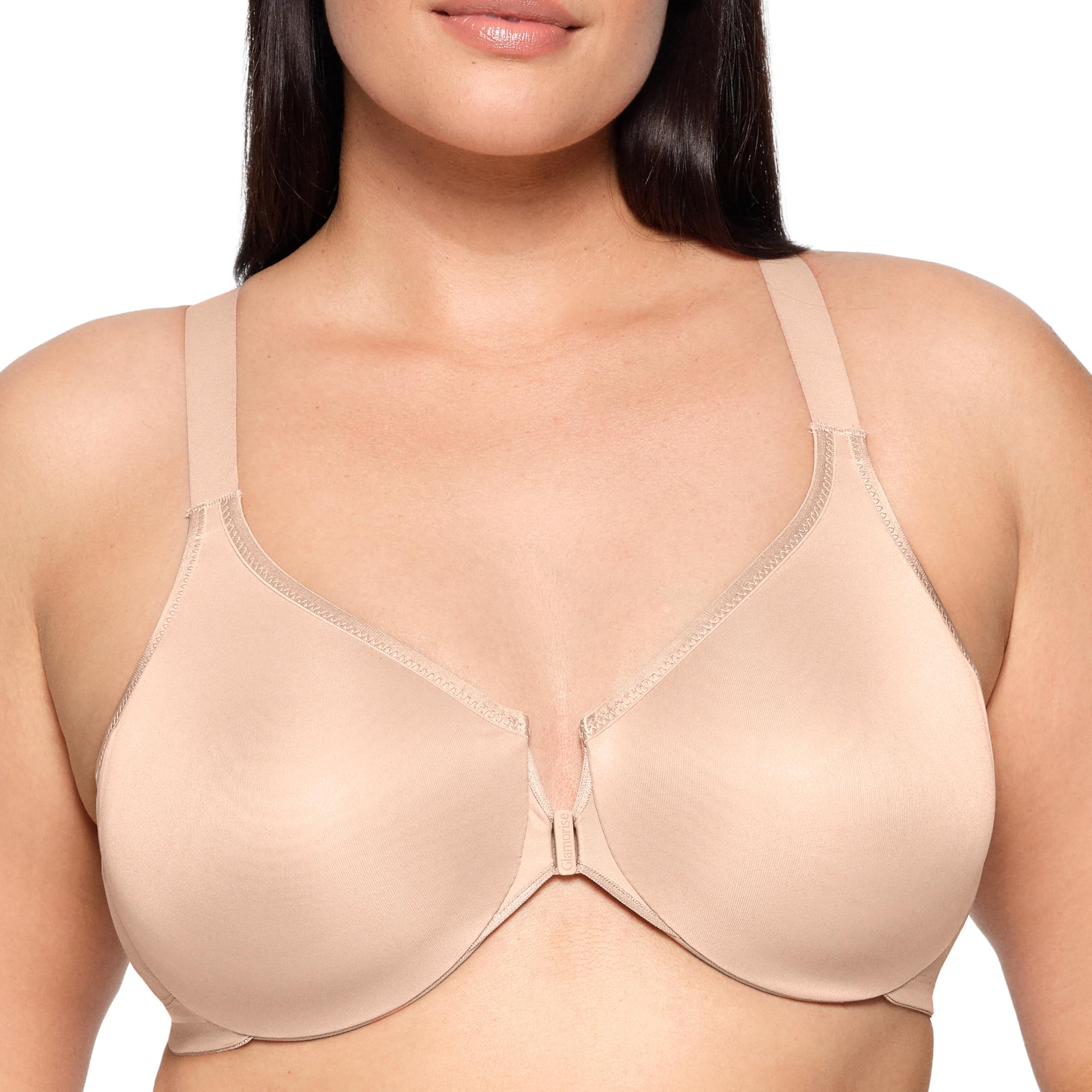Glamorise Posture Back Front-Closure Full Figure Plus Size Wonderwire Bra Underwire #9265 Caf  