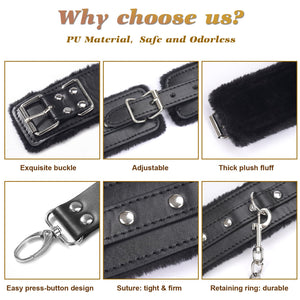 BDSM Kit Sex Bondage Restraints Toys: Upgrade 11PCS Sets with Adjustable Handcuffs Collar Ankle Cuff Blindfold Feather Tickler A