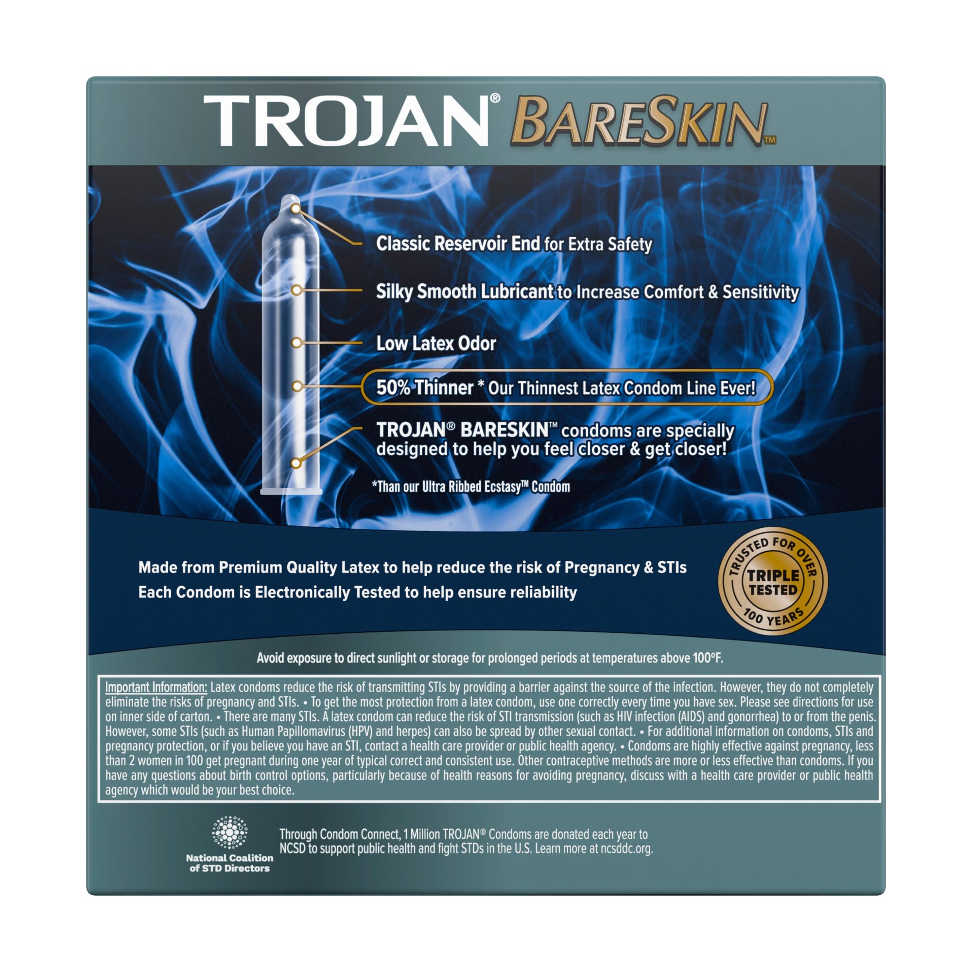 Trojan Bareskin Thin Premium Lubricated Condoms - 24 Count