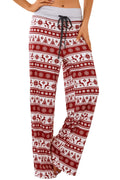 X-Image Womens Loose Yoga Long Pants Santaclaus Floral Printed Trousers Flowy Beach Christmas Pants Moose, X-Large