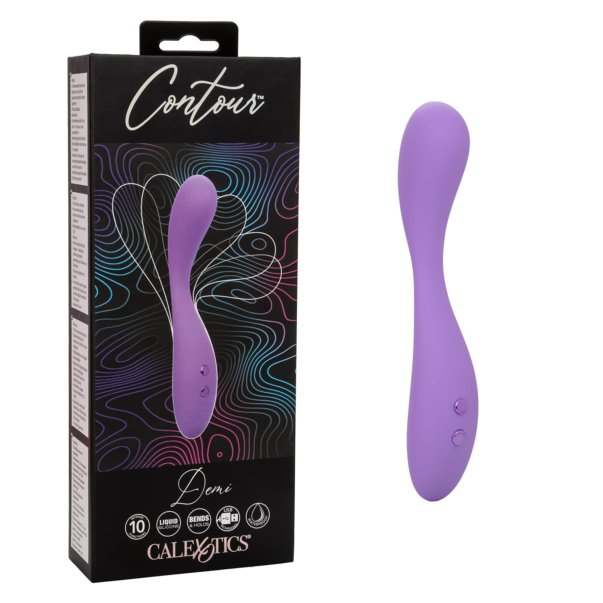 CalExotics Contour Demi Massager - Multi Directional Liquid Silicone Rechargeable Vibrator - Sex Toy for Women- Purple