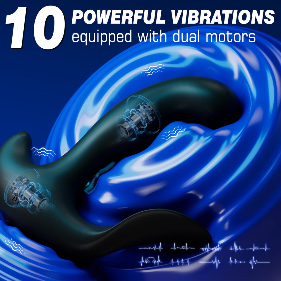 Prostate Massager Vibrating Butt Plug Anal Toy, Estim Anal Vibrators Male Sex Toy with 5 Electric Shock & 10 Vibrating Modes, Re