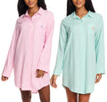 U.S. Polo Assn. Womens Sleep Shirt 2-Pack, Button Nightgown Valentines Gifts for Her (Spearmint/Pink, X-Small)
