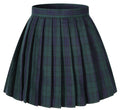 Girlss Short Pleated Plaid Costumes Skirt(Blue Green Mixed Black,X-Small)