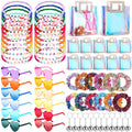 Geiserailie 144 Pcs/24 Set Kpop Party Favors Friendship Gifts Bead Bracelets Disco Ball Keychains Heart Sunglasses Scrunchies Ba