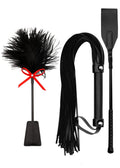 MALINERO Black BDSM Flogger Feather Crop & Spanking Paddle Set Adult Play Collection floggers and Paddles and Whips Sex