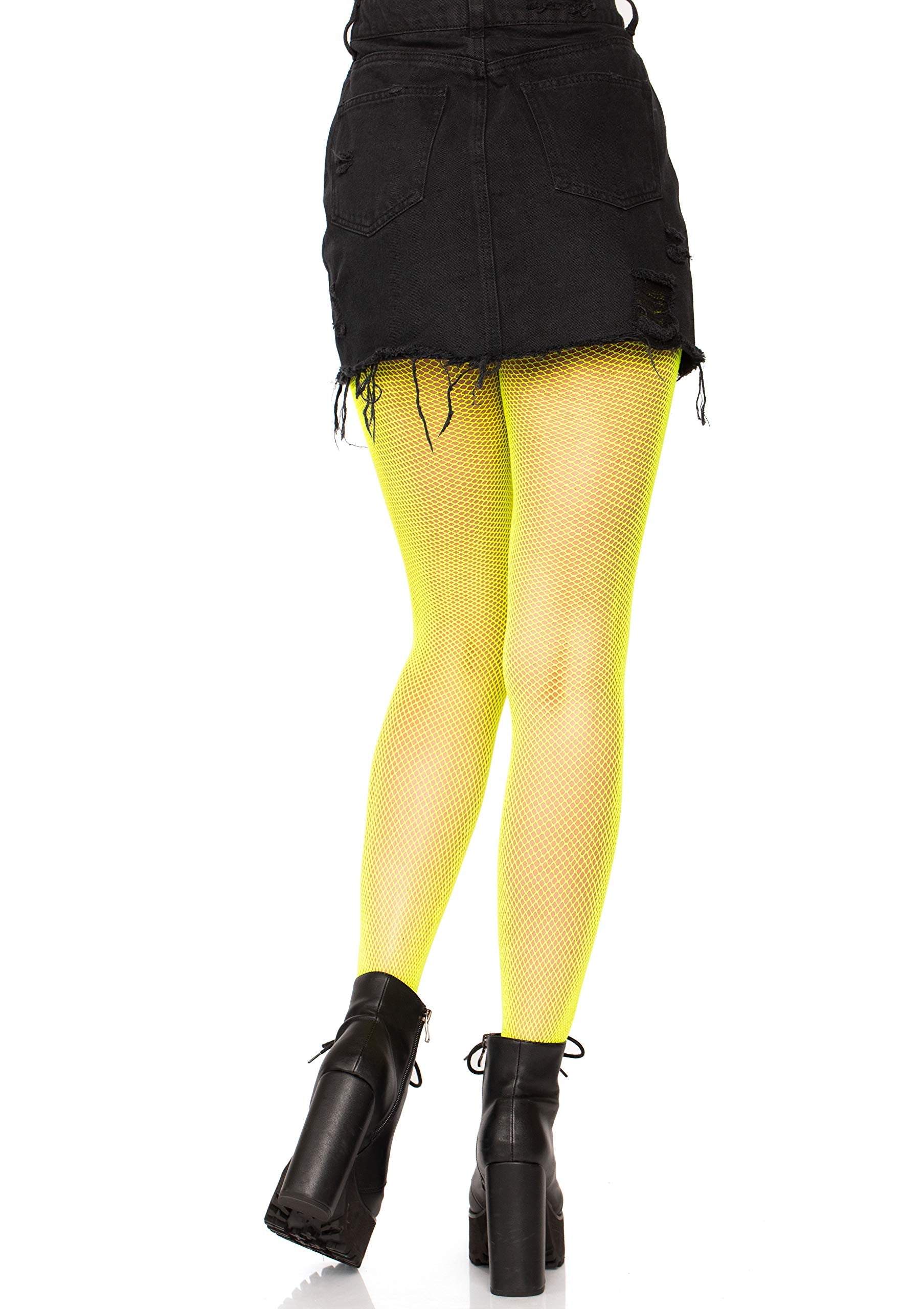 Nylon Fishnet Pantyhose O/S NEON YELLOW